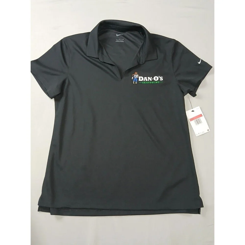 Nike Golf Dri-FIT Polo Womens Size L Black Dan-O's Seasoning Embroidered NWT